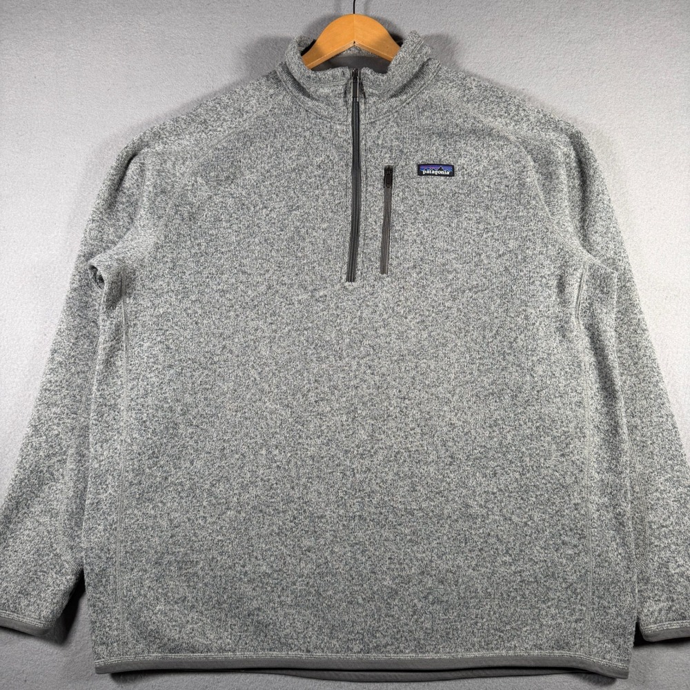 Patagonia Better Sweater 1/4 Zip Pullover Salt Grey Heather Fleece XXL 25522